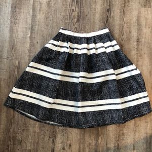 Lulus Black and White Strip Midi Skirt